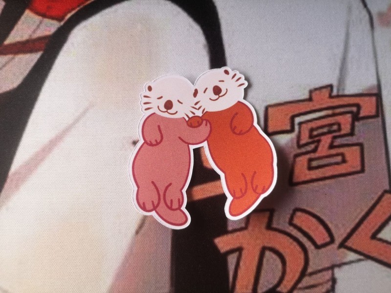 Pink otter lovers sticker - LIMITED EDITION