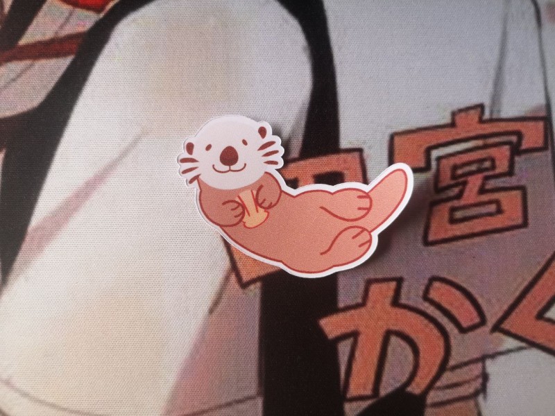 Pink swimming otter sticker - LIMITED EDITION