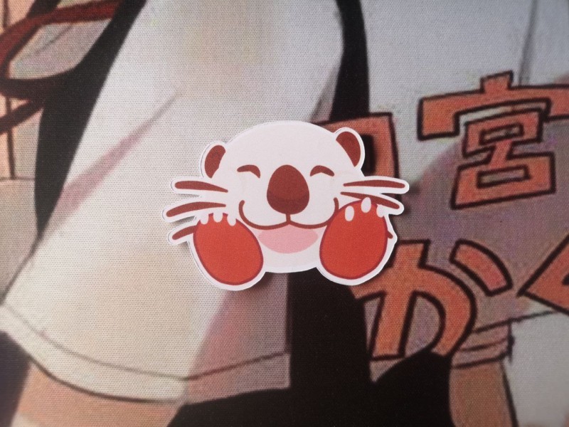 Pink smiling otter sticker - LIMITED EDITION
