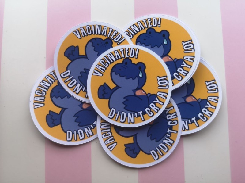 "Vaccinated and didn't cry a lot" Sticker